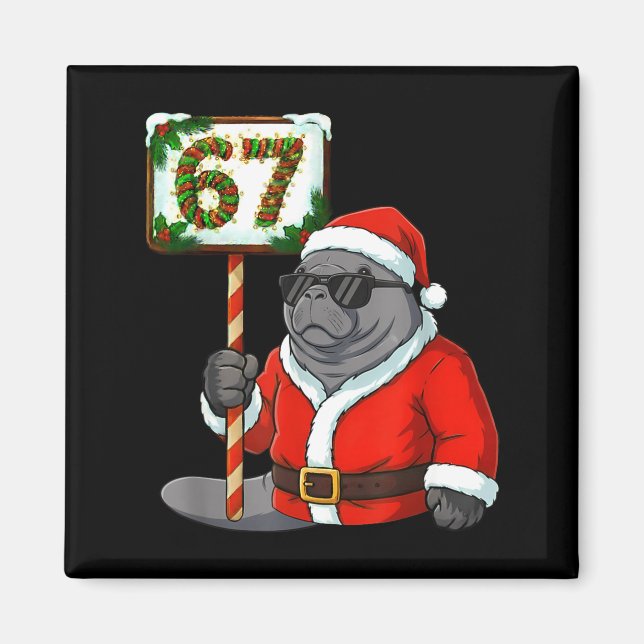 67 Manatee Christmas Six Seven Meme Brainrot Manat Magnet (Front)