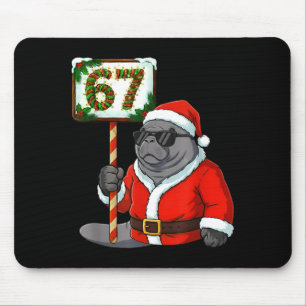 67 Manatee Christmas Six Seven Meme Brainrot Manat Mouse Pad