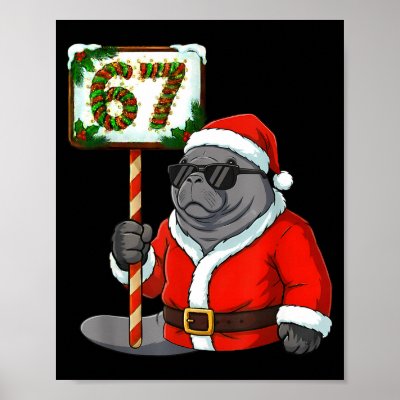 67 Manatee Christmas Six Seven Meme Brainrot Manat Poster