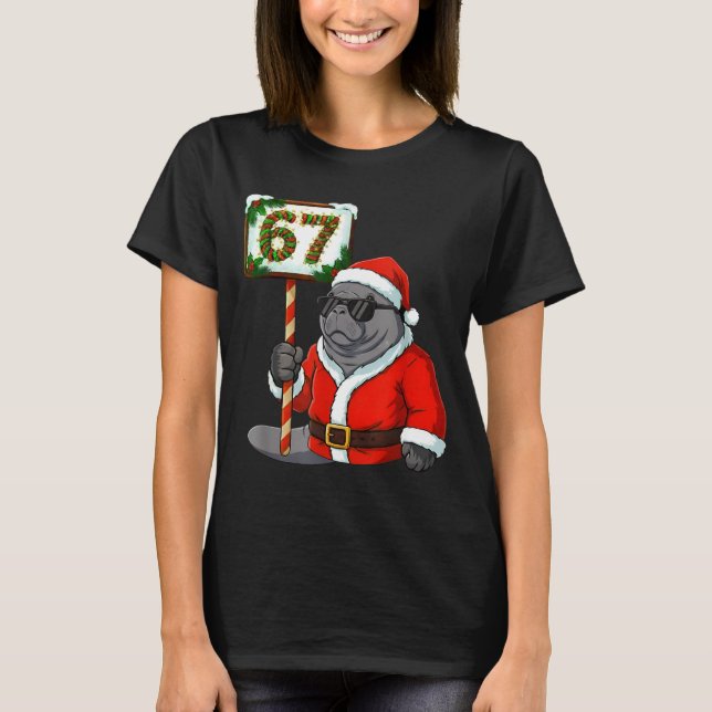 67 Manatee Christmas Six Seven Meme Brainrot Manat T-Shirt (Front)