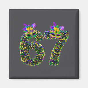 67 Mardi Gras Beads Mask Six Seven Meme 6 7 Carniv Magnet