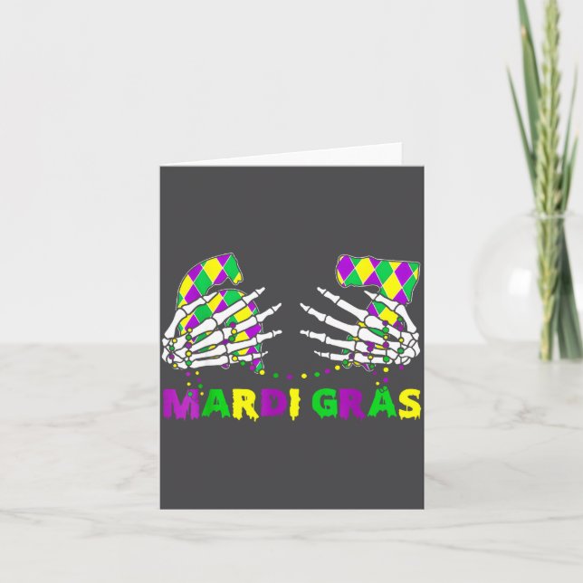 67 Mardi Gras Skeleton Hands Fleur De Lis 6 7 Meme Card (Front)