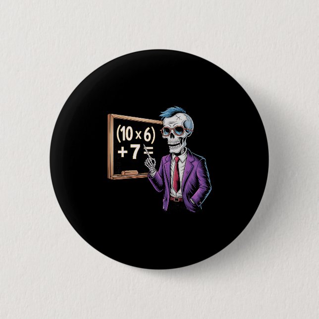 67 Math Teacher Meme Brainrot Six Seven Halloween  Button (Front)
