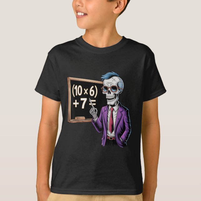 67 Math Teacher Meme Brainrot Six Seven Halloween  T-Shirt (Front)