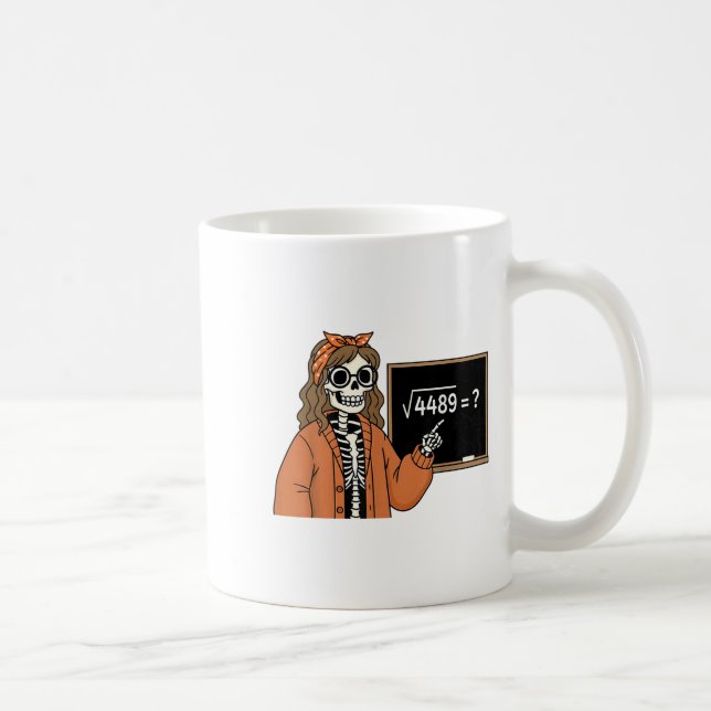 67 Math Teacher Skeleton Halloween Root 4489 Messy Coffee Mug (Right)