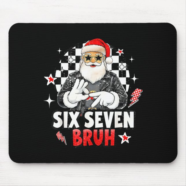 67 Meme 6 7 Funny Christmas Santa Rock On Six Seve Mouse Pad (Front)