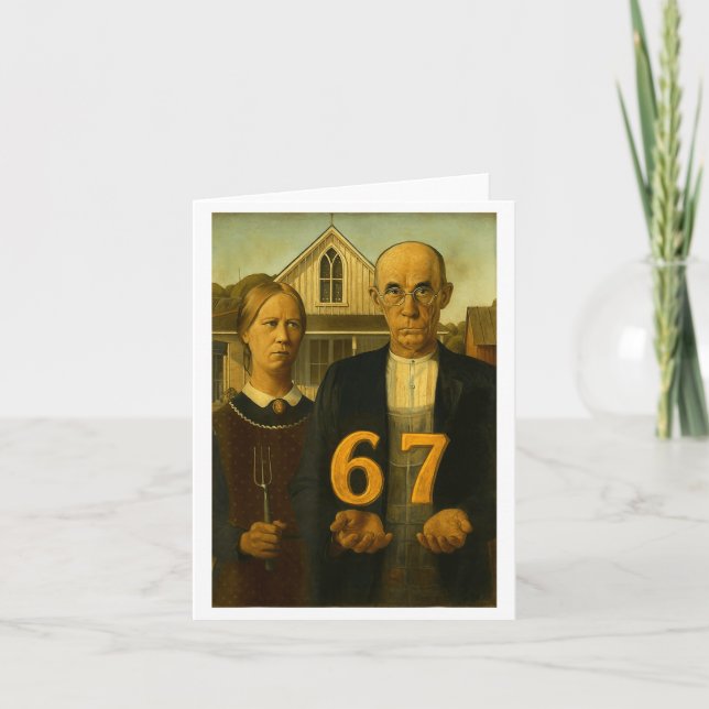67 Meme American Gothic Art Six Seven Gen Alpha Sl Card (Front)