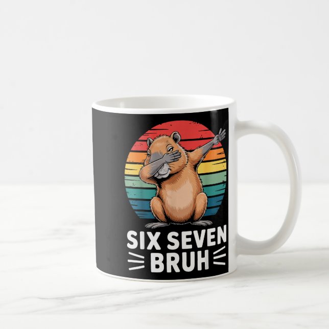 67 Meme Capybara Funny Six Seven Bruh Humor For Ki Coffee Mug (Right)