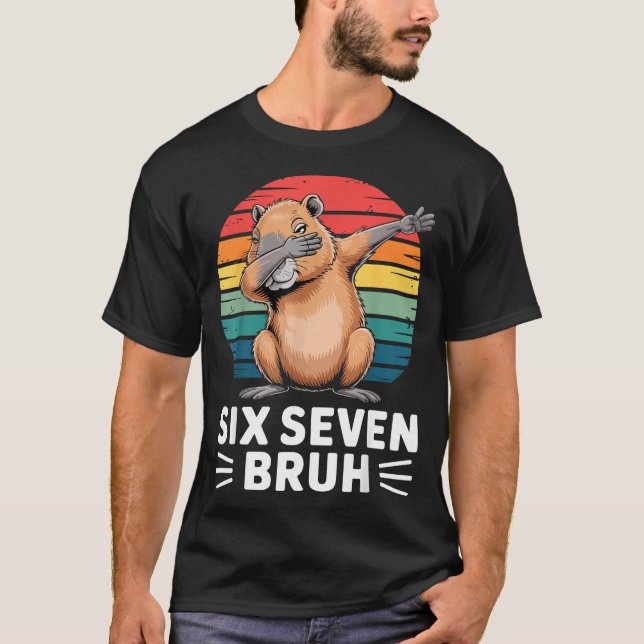67 Meme Capybara Funny Six Seven Bruh Humor For Ki T-Shirt (Front)