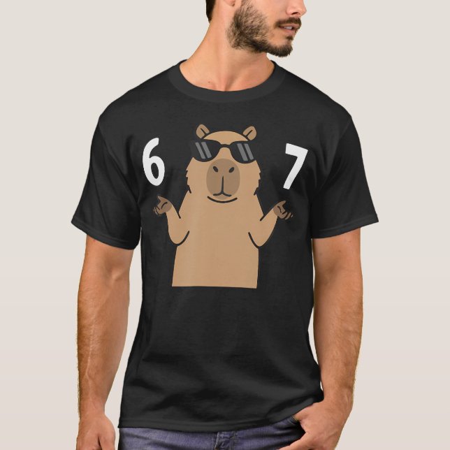67 Meme Capybara Shirt 6 7 Hand Gesture Kids Slang (Front)
