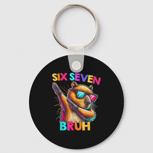 67 Meme Capybara Six Seven Bruh Capybara Kids Boys Keychain (Front)