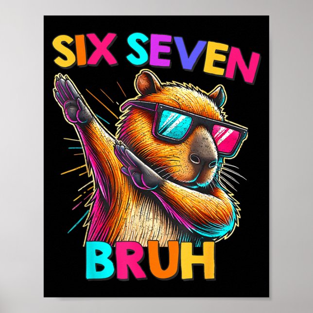67 Meme Capybara Six Seven Bruh Capybara Kids Boys Poster (Front)