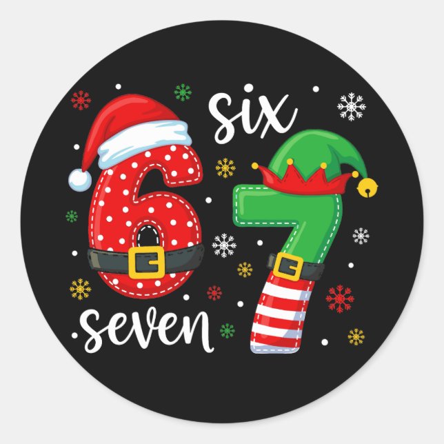 67 Meme Christmas Classic Round Sticker (Front)