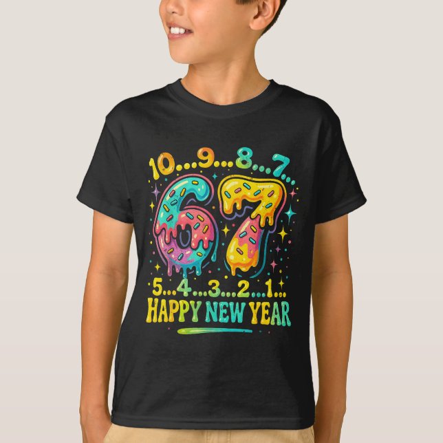 67 Meme Countdown Happy New Year Funny Drip Number T-Shirt (Front)