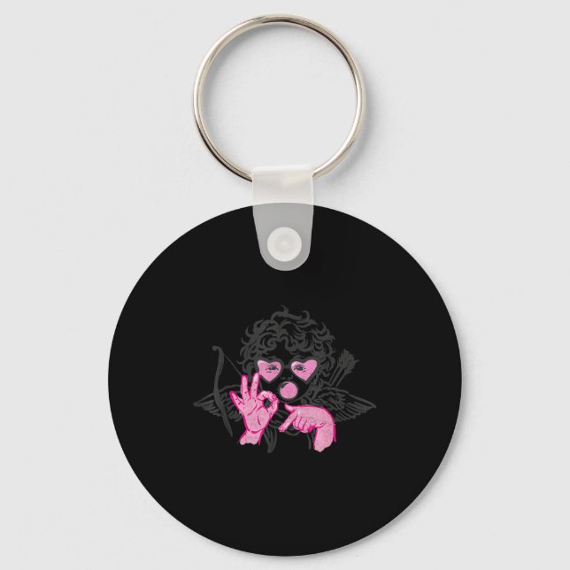 67 Meme Cud Hands Bubble Gum Six Seven Meme Valent Keychain (Front)