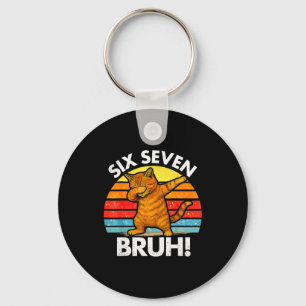 67 Meme Dabbing Cat Six Seven 6 7 Keychain