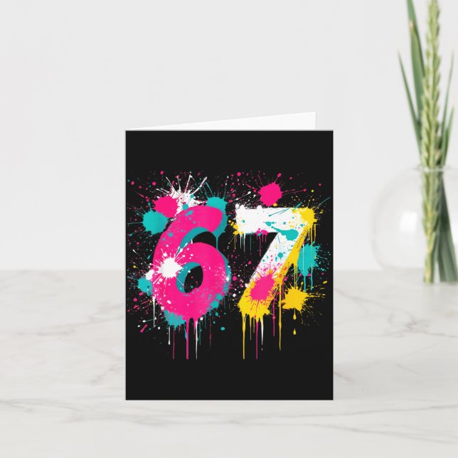 67 Meme Drip Spray Paint Six Seven 80s Bright Colo Card (Front)