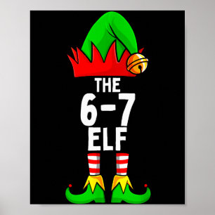 67 Meme Elf Christmas Matching Family 6-7 Brainrot Poster