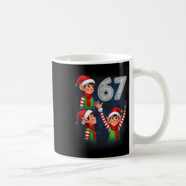 67 Meme Elf Howling At The Moon Parody Funny Chris Coffee Mug (Right)