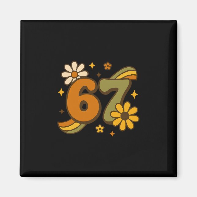 67 Meme Fall Autmn Groovy Retro 70s Six Seven Boho Magnet (Front)