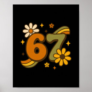 67 Meme Fall Autmn Groovy Retro 70s Six Seven Boho Poster