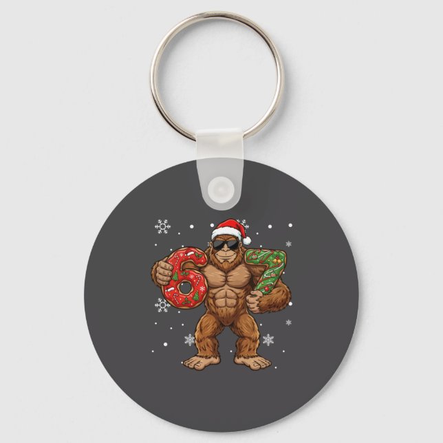 67 Meme Funny Big Foot Six Seven Christmas Xmas Sa Keychain (Front)