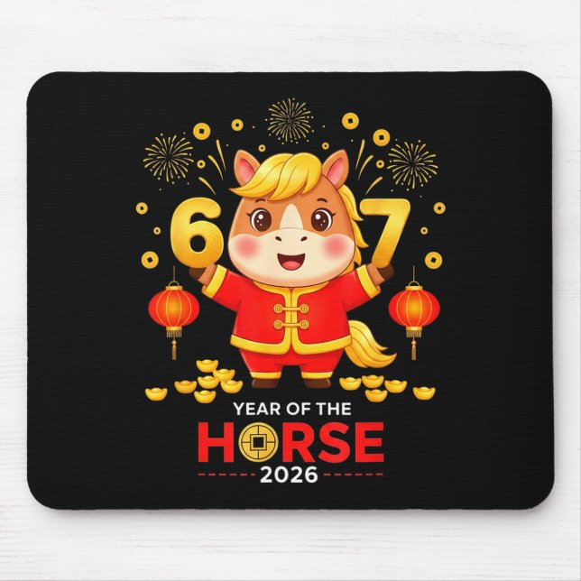 67 Meme Funny Chinese New Year 2026 Year Of The Ho Mouse Pad (Front)