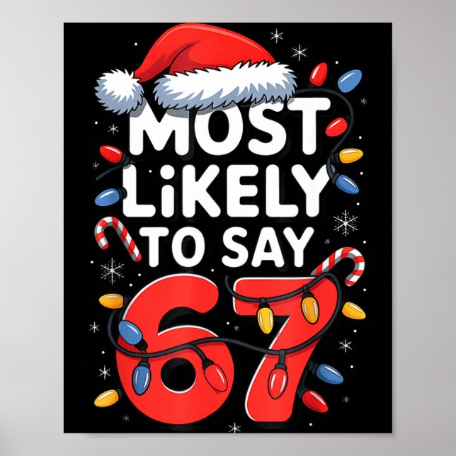 67 Meme Funny Christmas Meme Design Most Likely To Poster (Front)