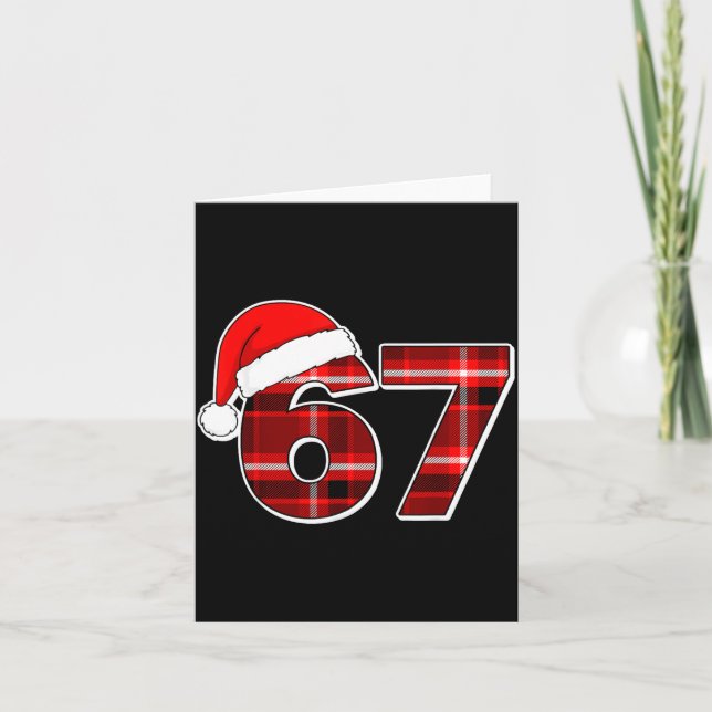 67 Meme Funny Christmas Red Plaid Xmas Pajamas Sla Card (Front)