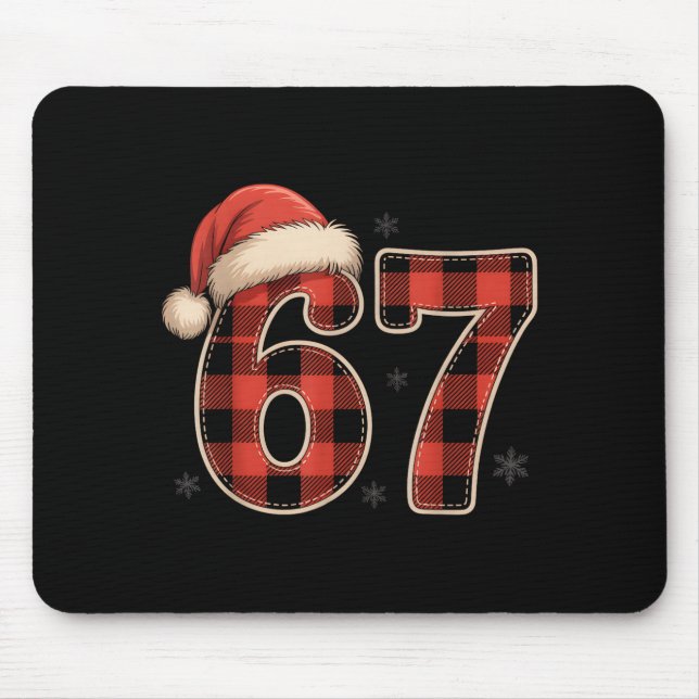 67 Meme Funny Christmas Red Plaid Xmas Pajamas Sla Mouse Pad (Front)