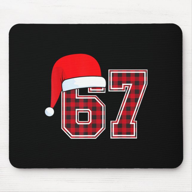 67 Meme Funny Christmas Red Plaid Xmas Pajamas Sla Mouse Pad (Front)