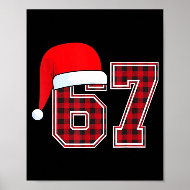 67 Meme Funny Christmas Red Plaid Xmas Pajamas Sla Poster (Front)