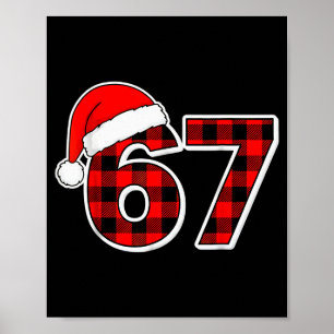 67 Meme Funny Christmas Red Plaid Xmas Pajamas Sla Poster