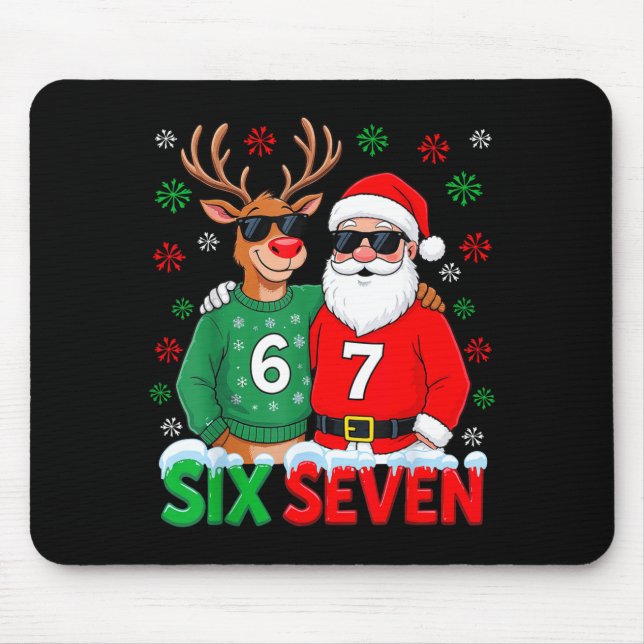 67 Meme Funny Christmas Santa Six Seven  Mouse Pad (Front)