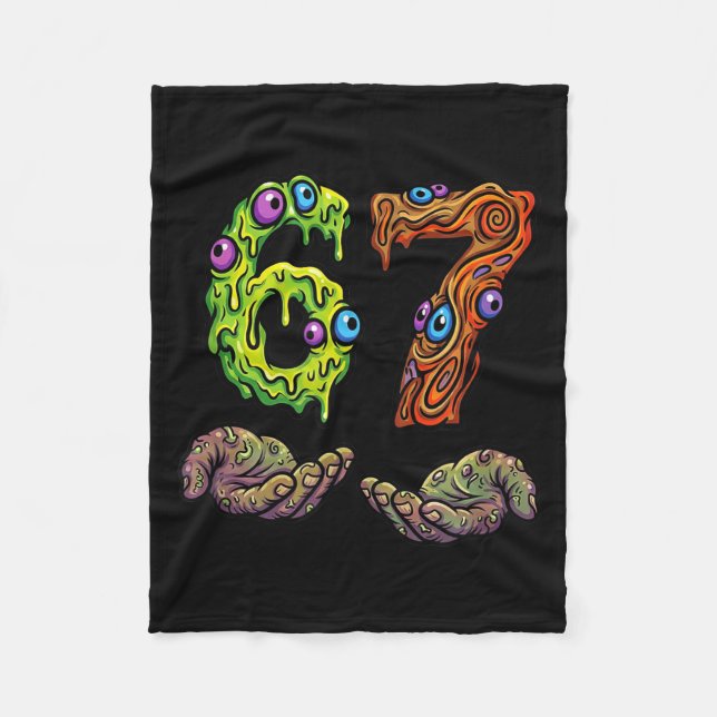67 Meme Funny Gen Alpha Six Seven Hands Gesture Br Fleece Blanket (Front)