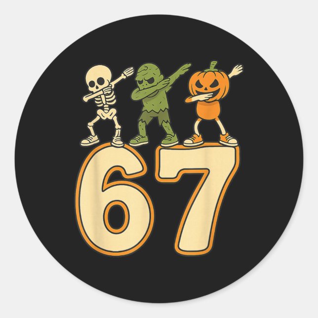 67 Meme Funny Halloween Numbers Six Seven Men Wome Classic Round Sticker (Front)