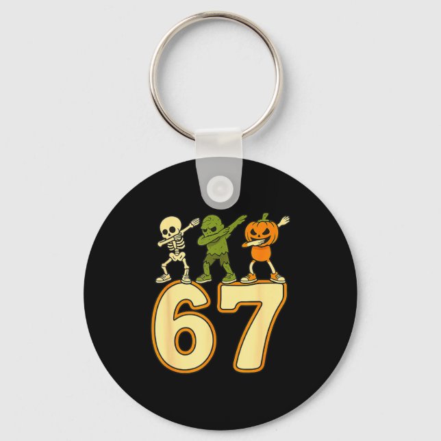 67 Meme Funny Halloween Numbers Six Seven Men Wome Keychain (Front)