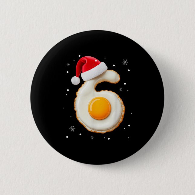 67 Meme Funny Number 6 Egg Bacon Matching Christma Button (Front)