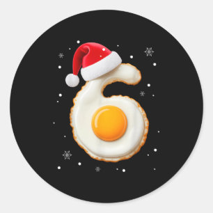 67 Meme Funny Number 6 Egg Bacon Matching Christma Classic Round Sticker