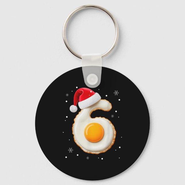 67 Meme Funny Number 6 Egg Bacon Matching Christma Keychain (Front)