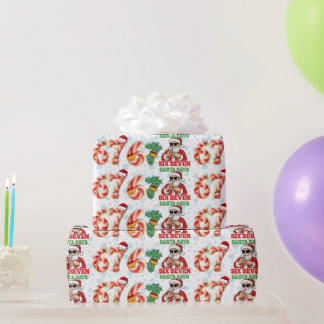 67 Meme Funny Santa Christmas Gift Wrap For Teen 