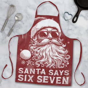 67 Meme Funny Santa Says Six Seven Christmas Apron