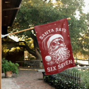 67 Meme Funny Santa Says Six Seven Christmas House Flag
