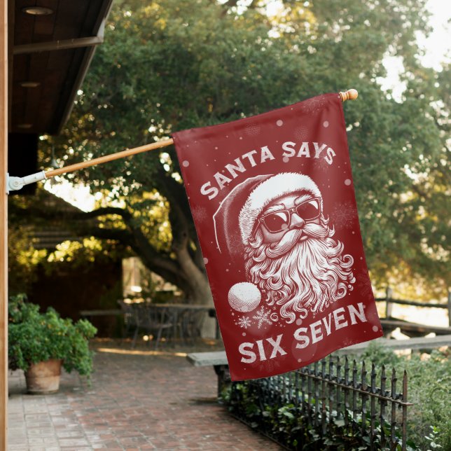 67 Meme Funny Santa Says Six Seven Christmas House Flag (In SItu)