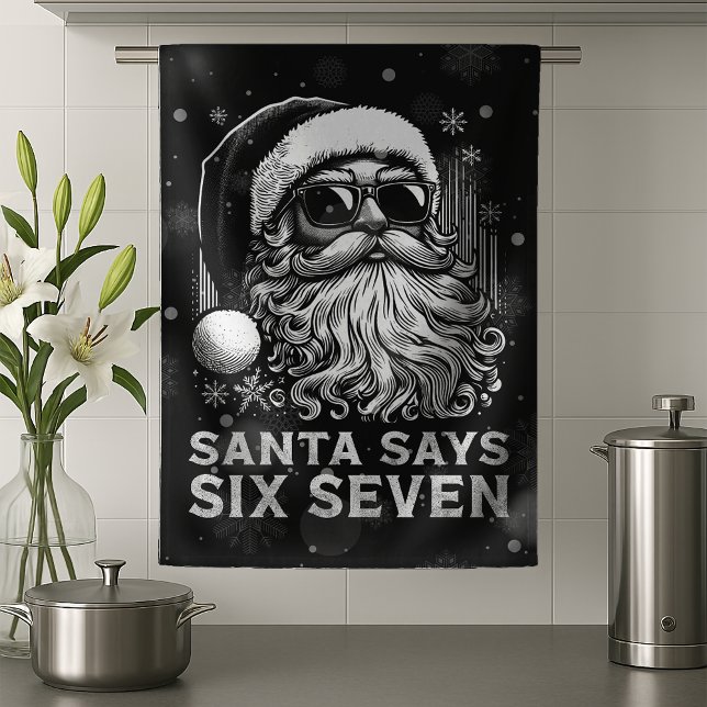 67 Meme Funny Santa Says Six Seven Christmas Kitchen Towel (Creator Uploaded)