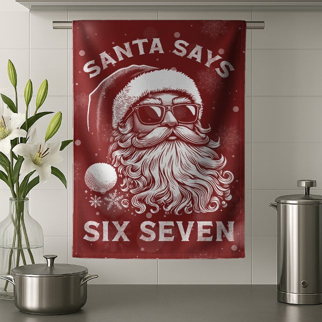 67 Meme Funny Santa Says Six Seven Christmas Kitchen Towel (Creator Uploaded)