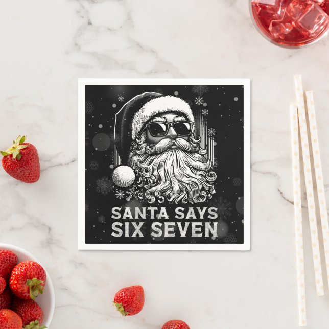67 Meme Funny Santa Says Six Seven Christmas Napkins (Insitu)