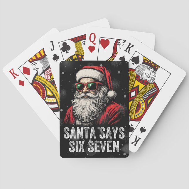 67 Meme Funny Santa Says Six Seven Christmas Poker Cards (Back)