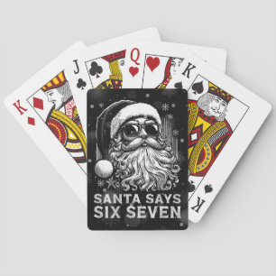 67 Meme Funny Santa Says Six Seven Christmas Poker Cards