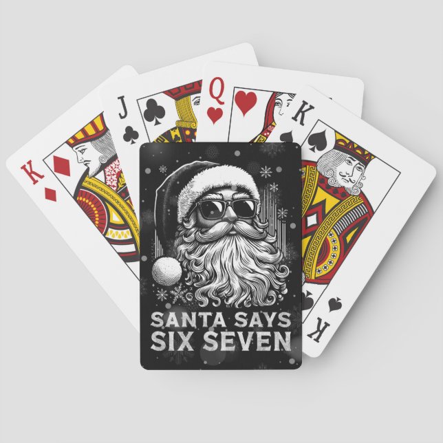67 Meme Funny Santa Says Six Seven Christmas Poker Cards (Back)